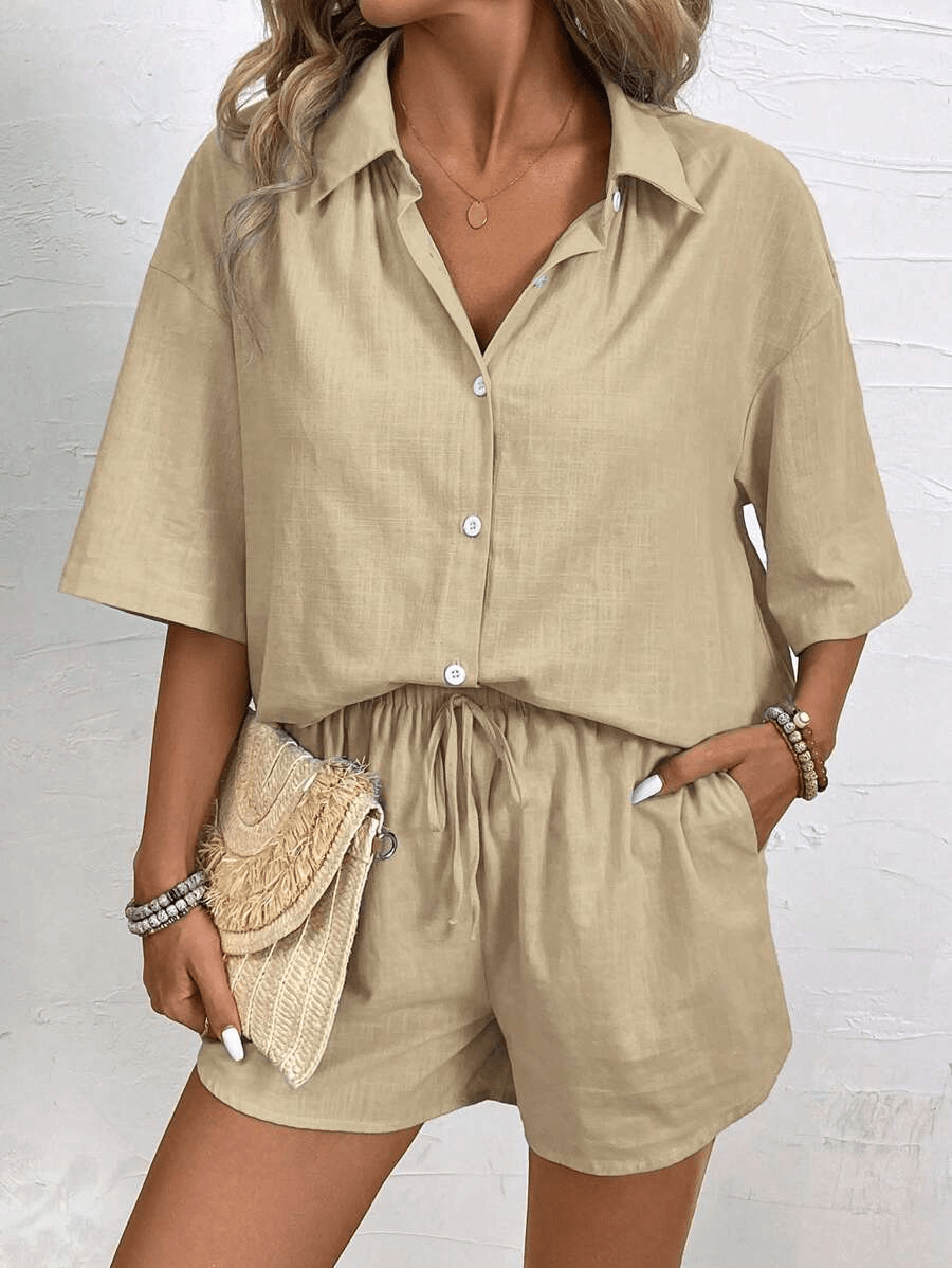 Conjunto Capri Blusa Manga Corta y Short Verano - MARYLUS