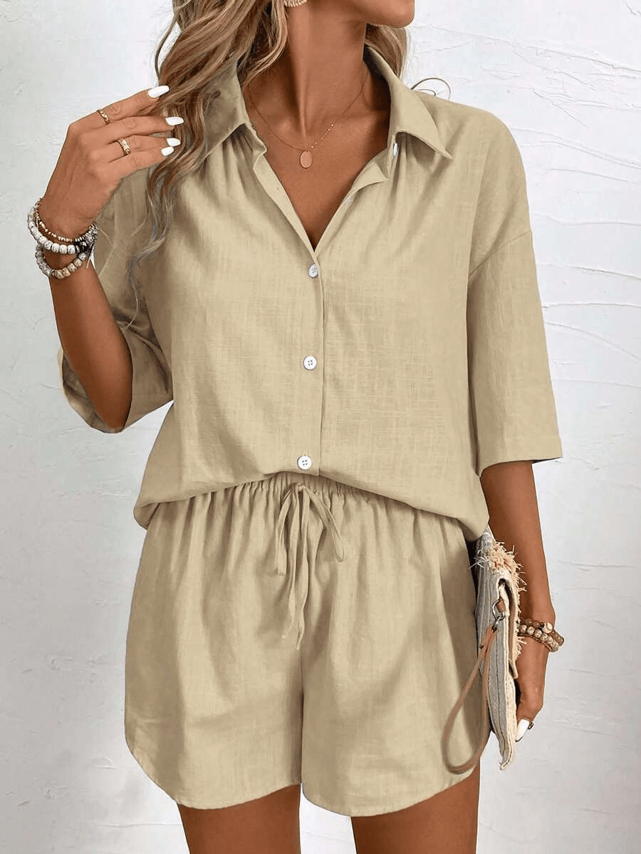 Conjunto Capri Blusa Manga Corta y Short Verano - MARYLUS