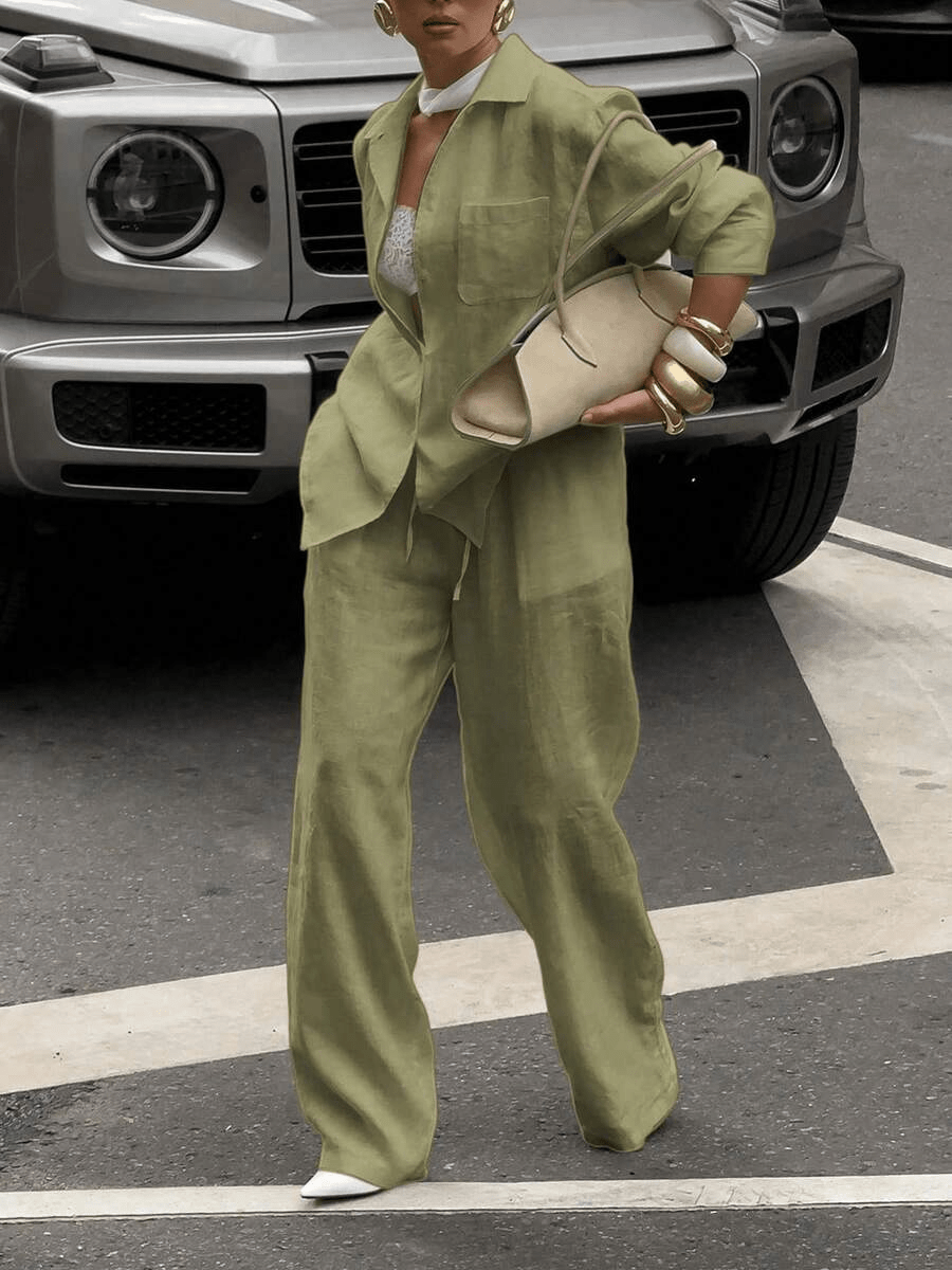 Conjunto Giorgia Elegant – Blusa Hombros Caídos y Pantalón Ancho - MARYLUS