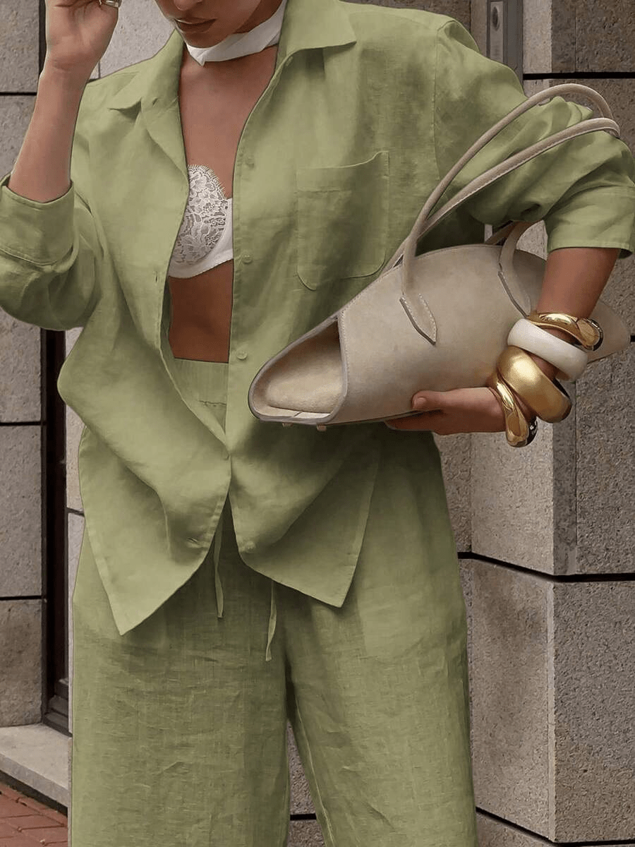 Conjunto Giorgia Elegant – Blusa Hombros Caídos y Pantalón Ancho - MARYLUS