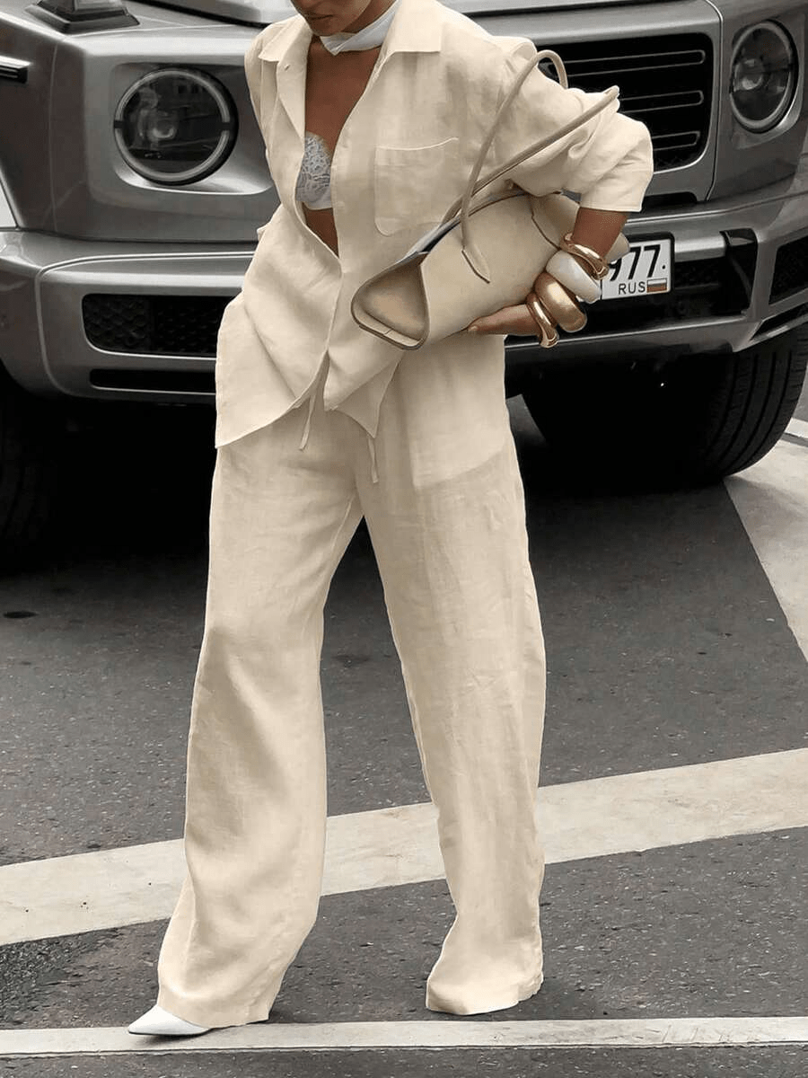 Conjunto Giorgia Elegant – Blusa Hombros Caídos y Pantalón Ancho - MARYLUS
