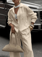 Conjunto Giorgia Elegant – Blusa Hombros Caídos y Pantalón Ancho - MARYLUS