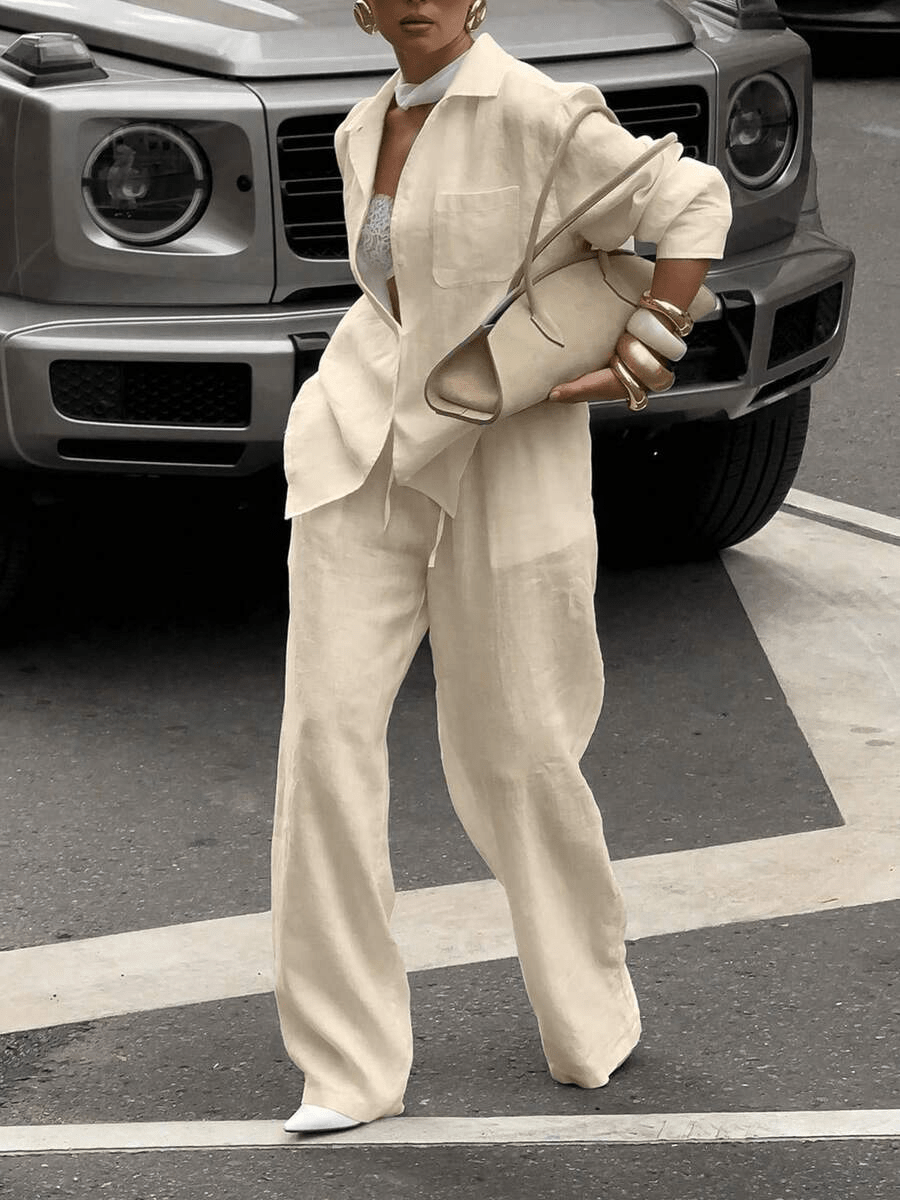 Conjunto Giorgia Elegant – Blusa Hombros Caídos y Pantalón Ancho - MARYLUS