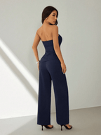 Conjunto Noir – Top Strapless Fruncido con Pantalón Pierna Ancha - MARYLUS
