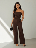 Conjunto Noir – Top Strapless Fruncido con Pantalón Pierna Ancha - MARYLUS