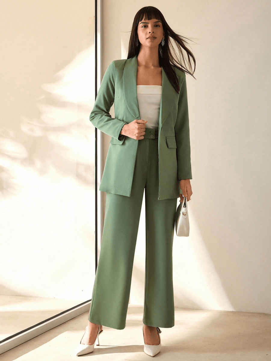 Conjunto Victoria – Blazer Doble Botonadura con Pantalón Pierna Ancha - MARYLUS