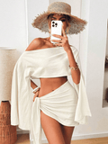 Conjuto Cala – Top Off - Shoulder Manga Capa y Minifalda con Nudo - MARYLUS