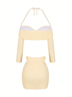 Set Coral – Bikini Off - Shoulder con Panty, Minifalda y Broche Estrella - MARYLUS