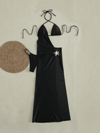 Set Estrella – Bikini Triangular con Falda Larga y Broche Dorado - MARYLUS