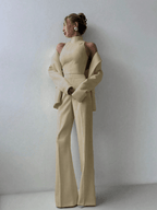 Set Lumière – Blazer, Top Cuello Alto y Pantalón Pierna Ancha - MARYLUS