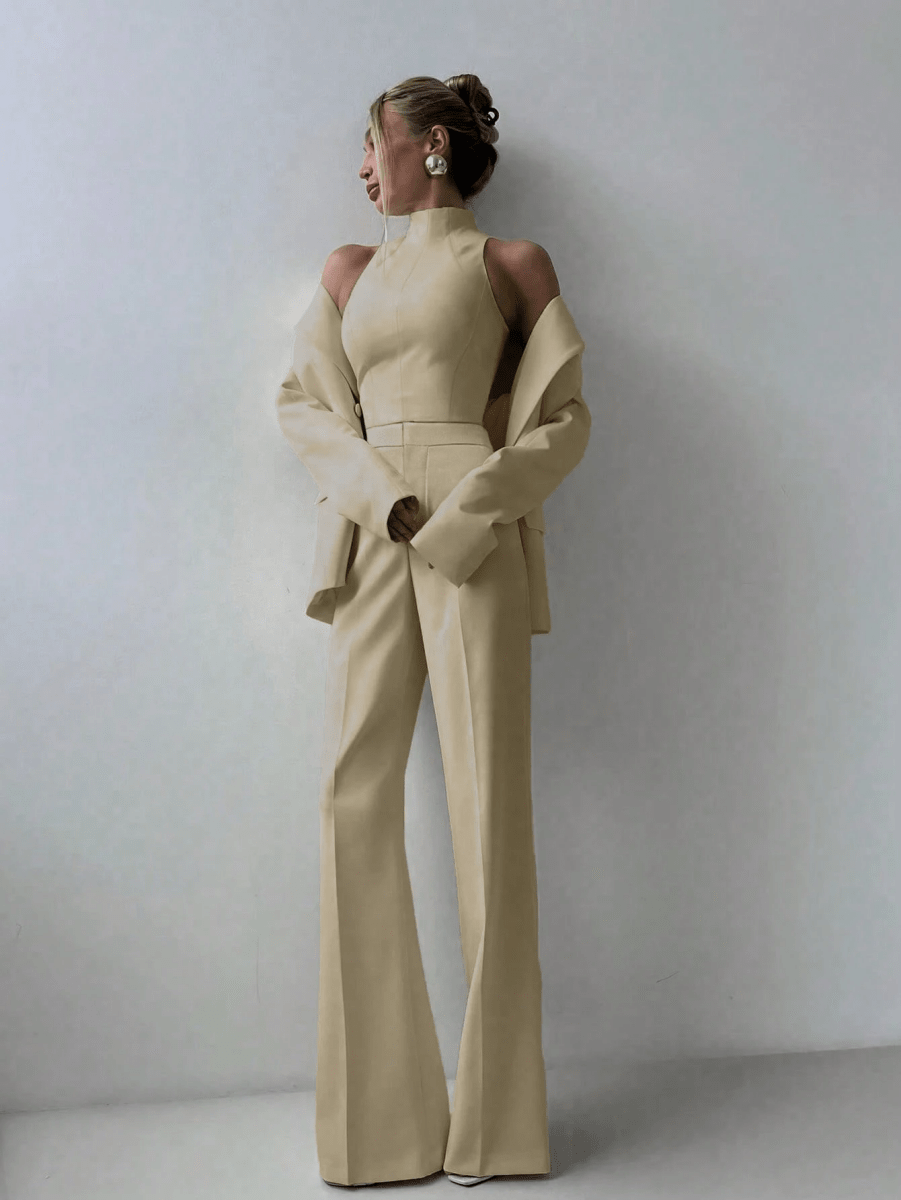 Set Lumière – Blazer, Top Cuello Alto y Pantalón Pierna Ancha - MARYLUS