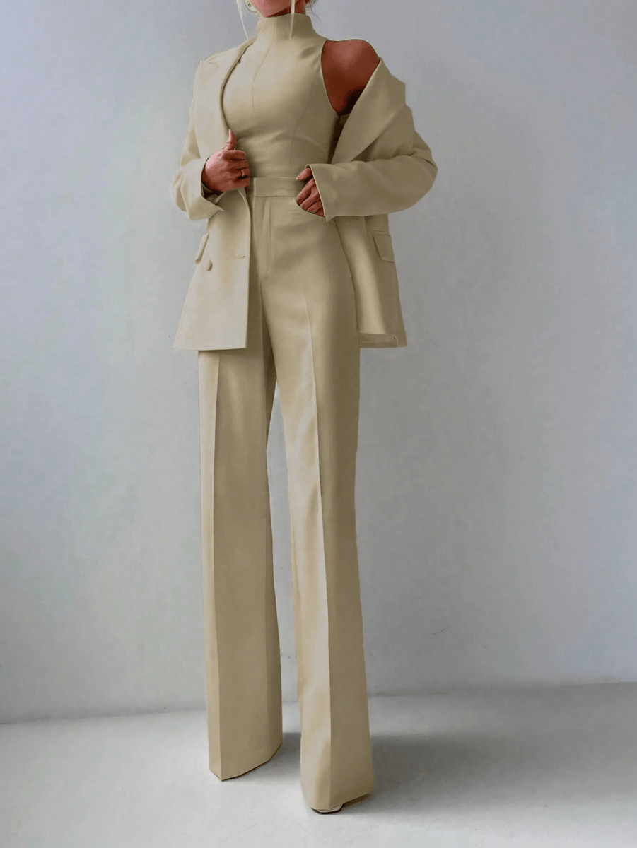 Set Lumière – Blazer, Top Cuello Alto y Pantalón Pierna Ancha - MARYLUS