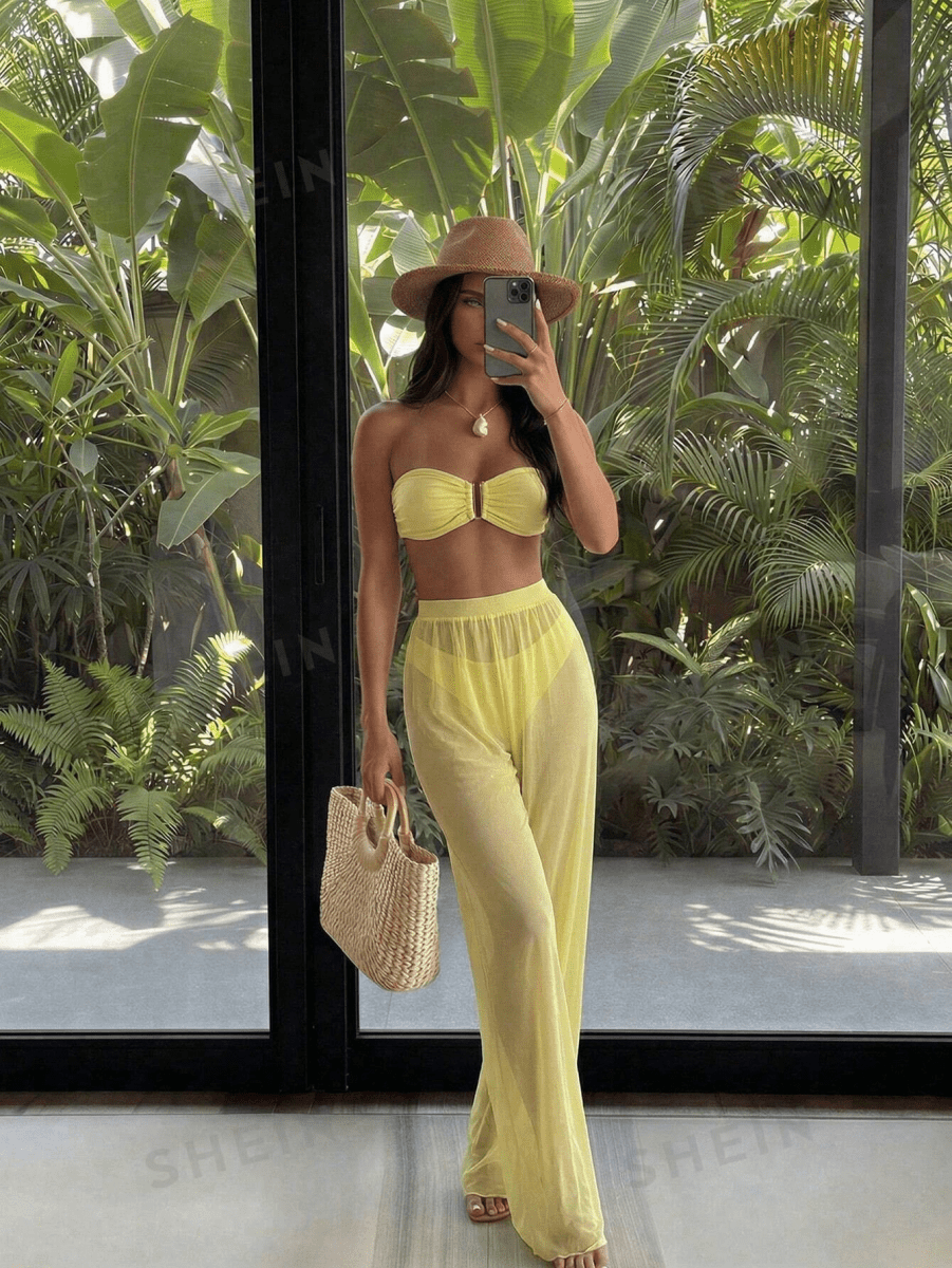Set TriSolange – Bikini Bandeau Pantalón Semitransparente - MARYLUS