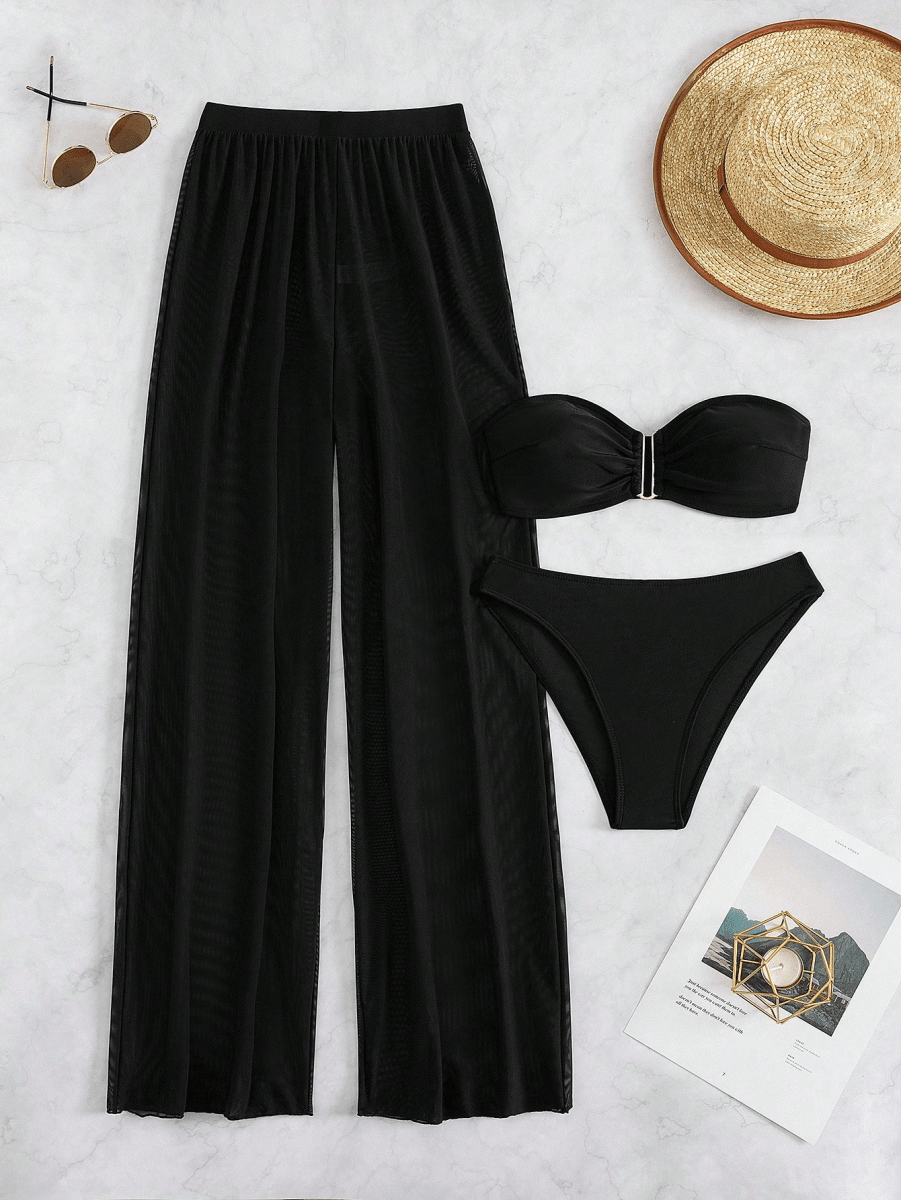 Set TriSolange – Bikini Bandeau Pantalón Semitransparente - MARYLUS