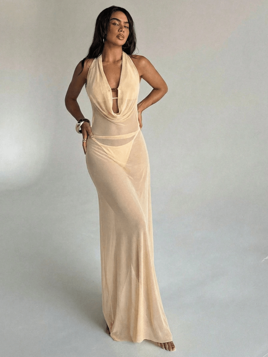 Vestido Aura – Drapeado con Espalda Descubierta - MARYLUS