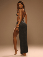 Vestido Ibiza – Halter Ganchillo Metálico con Abertura Lateral - MARYLUS