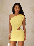 Vestido Mykonos Cutout – One Shoulder Mini Fruncido - MARYLUS