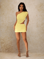 Vestido Mykonos Cutout – One Shoulder Mini Fruncido - MARYLUS