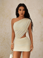 Vestido Mykonos Cutout – One Shoulder Mini Fruncido - MARYLUS