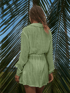 Vestido Palmera – Camisero Corto con Cordón en Cintura - MARYLUS