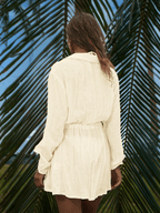 Vestido Palmera – Camisero Corto con Cordón en Cintura - MARYLUS