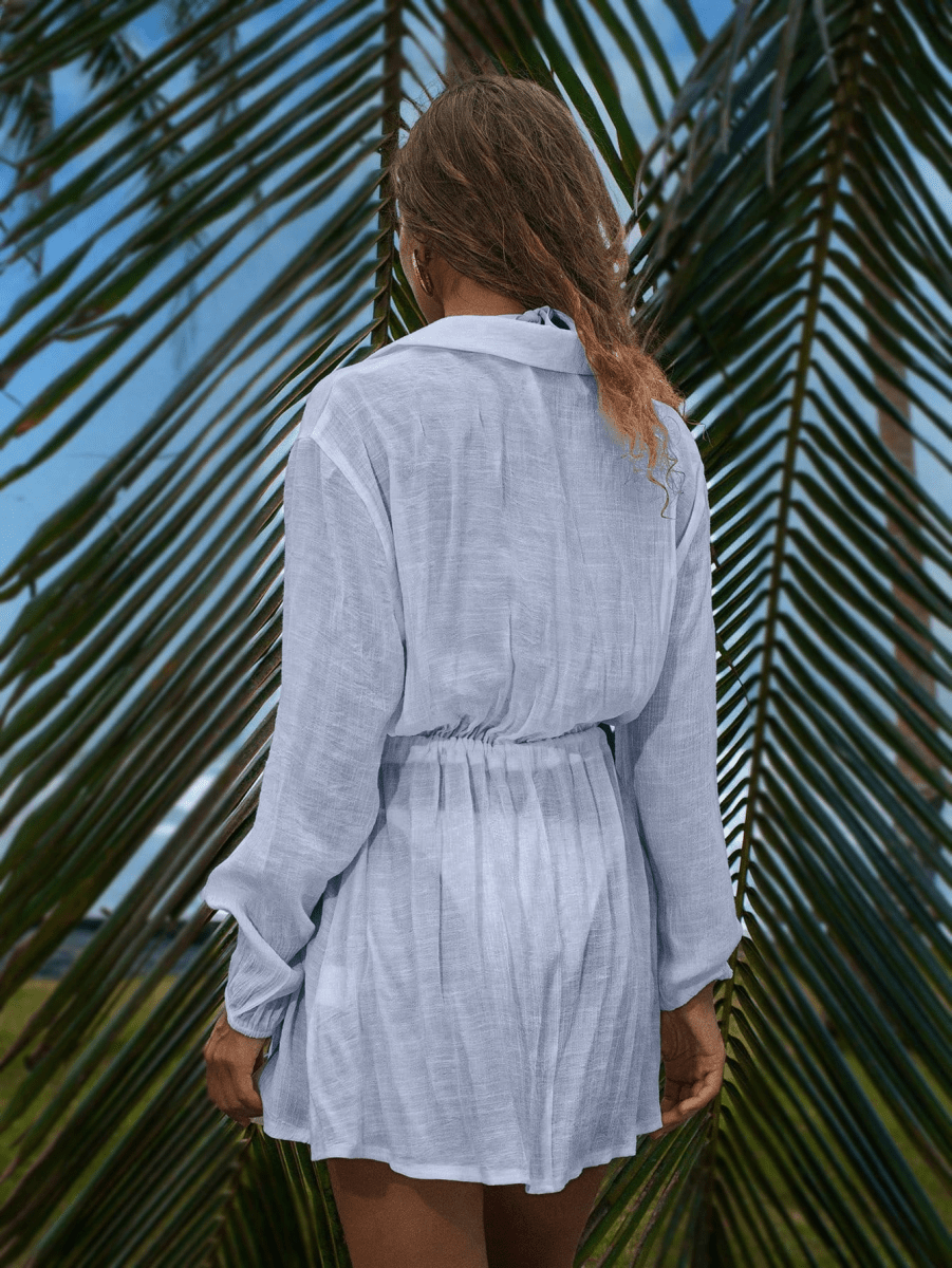 Vestido Palmera – Camisero Corto con Cordón en Cintura - MARYLUS