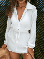 Vestido Palmera – Camisero Corto con Cordón en Cintura - MARYLUS