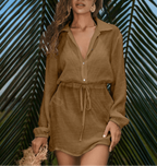 Vestido Palmera – Camisero Corto con Cordón en Cintura - MARYLUS