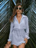 Vestido Palmera – Camisero Corto con Cordón en Cintura - MARYLUS