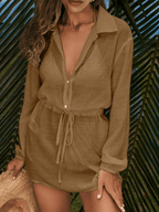 Vestido Palmera – Camisero Corto con Cordón en Cintura - MARYLUS