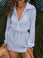 Vestido Palmera – Camisero Corto con Cordón en Cintura - MARYLUS