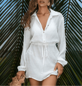 Vestido Palmera – Camisero Corto con Cordón en Cintura - MARYLUS