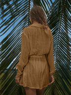 Vestido Palmera – Camisero Corto con Cordón en Cintura - MARYLUS