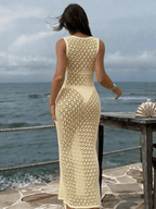 Vestido Riviera – Largo Calado con Escote V y Lazo Frontal - MARYLUS