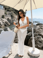 Vestido Riviera – Largo Calado con Escote V y Lazo Frontal - MARYLUS