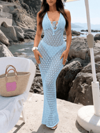 Vestido Riviera – Largo Calado con Escote V y Lazo Frontal - MARYLUS