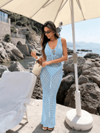 Vestido Riviera – Largo Calado con Escote V y Lazo Frontal - MARYLUS